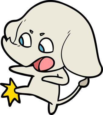 Bir insan tarafından çizilmiş şirin bir fil.