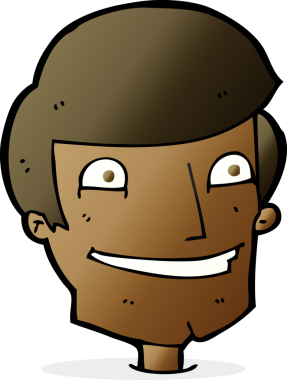 Bir insan tarafından çizilmiş sırıtan bir çizgi film adamı.