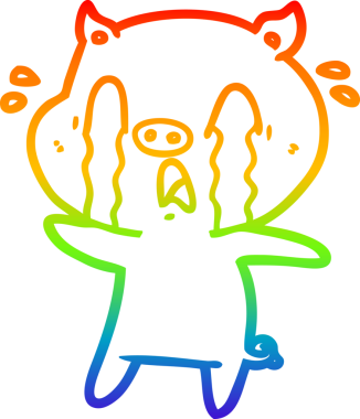 gökkuşağı gradyan çizimi bir insan tarafından çizilmiş ağlayan domuz çizgi filmi