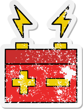 Bir insan tarafından çizilmiş sevimli bir elektrik bataryasının sıkıntılı çıkartması.