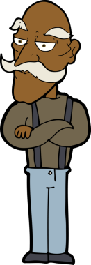 Çizgi film bir insan tarafından çizilmiş sıkıcı yaşlı adam.