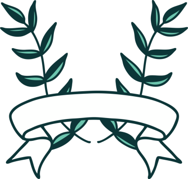 Bir insan tarafından çizilmiş defne sancağıyla geleneksel dövme.