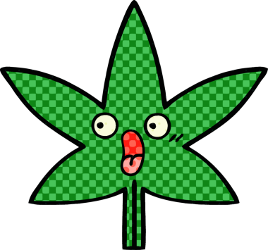 Bir insan tarafından çizilmiş marihuana yaprağının karikatürü.