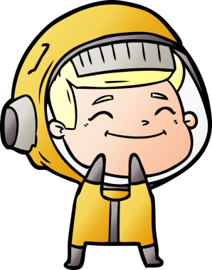 Bir insan tarafından çizilmiş mutlu astronot çizgi filmi.