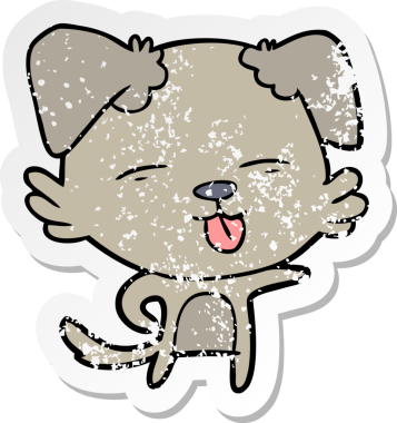 Bir insan tarafından çizilmiş bir köpeğin dertli çıkartması.