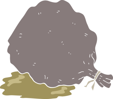 Bir insan tarafından çizilmiş çöp torbasının düz renk çizimi