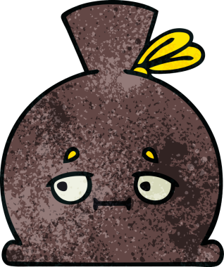 Bir insan tarafından çizilmiş eski grunge desenli bir çuval.