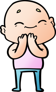 Bir insan tarafından çizilmiş mutlu, kel adam.