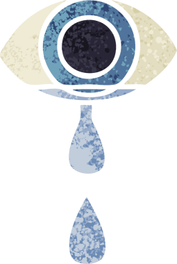 Bir insan tarafından çizilmiş ağlayan bir gözün retro çizim tarzı karikatürü