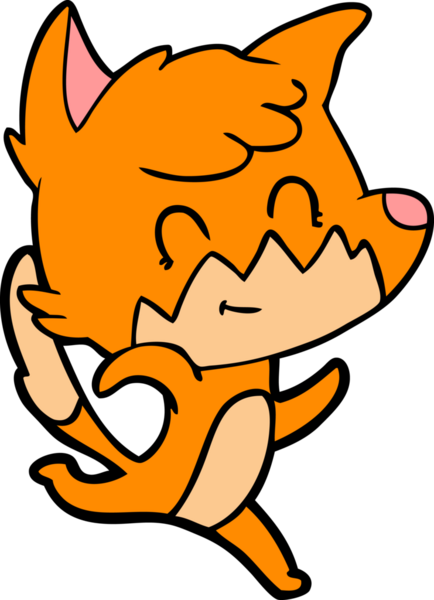 Bir insan tarafından çizilmiş çizgi film dostu tilki.