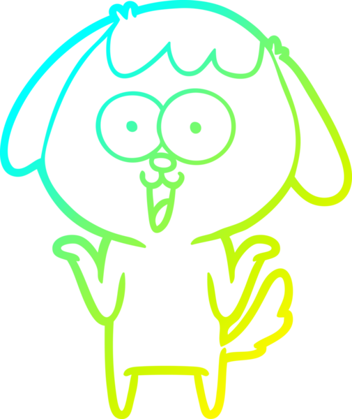 Bir insan tarafından çizilmiş şirin bir çizgi köpeğin soğuk gradyan çizgisi.