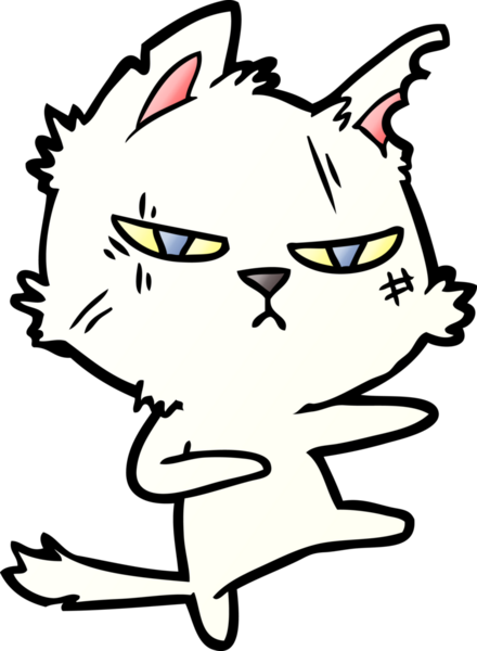 Bir insan tarafından çizilmiş sert çizgi film kedisi.