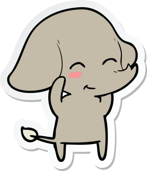 Bir insan tarafından çizilmiş şirin bir fil çıkartması.