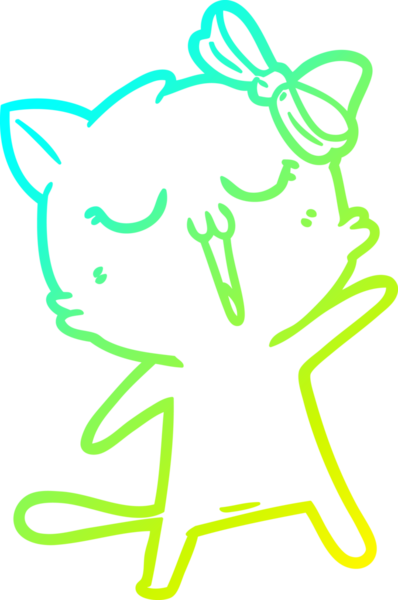 Bir insan tarafından çizilen çizgi film kedisinin soğuk gradyan çizgisi.