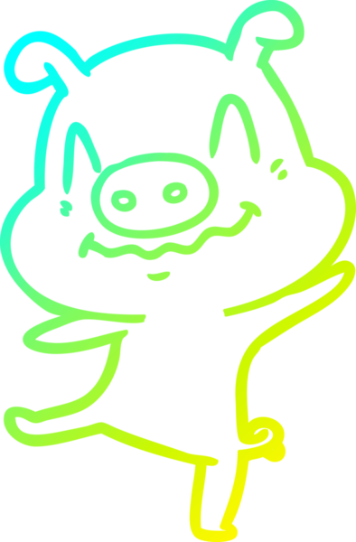 Bir insan tarafından çizilmiş sarhoş bir domuzun soğuk çizgi çizimi