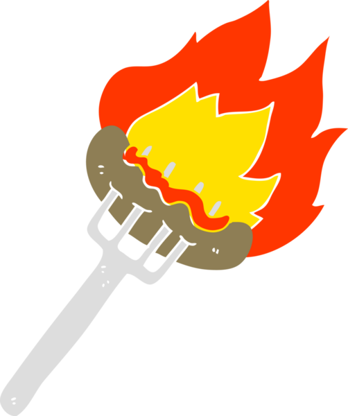 Bir insan tarafından çizilmiş sosisin düz renk çizimi