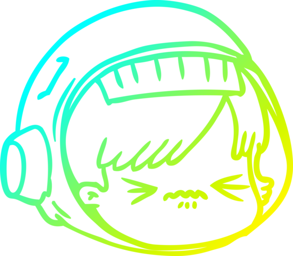 Bir insan tarafından çizilmiş soğuk gradyan çizgi çizimi stresli astronot yüzü