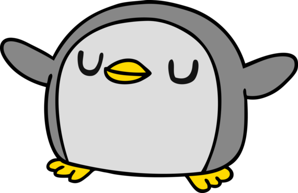 Bir insan tarafından çizilmiş sevimli bir penguen resmi.