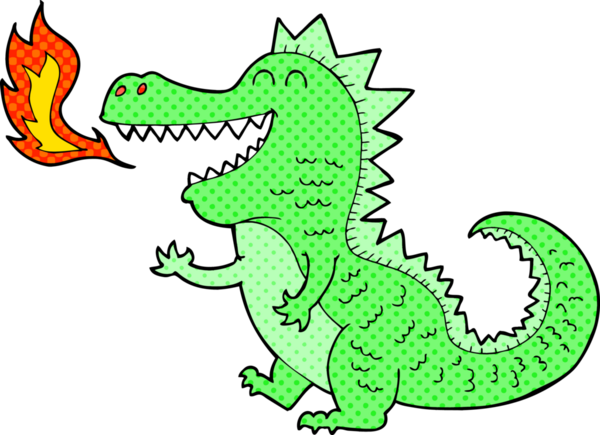 Bir insan tarafından çizilmiş ateş püskürten ejderha.