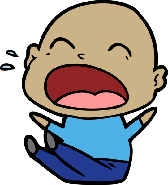 Bir insan tarafından çizilmiş kel adam diye bağıran çizgi film.