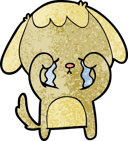 Bir insan tarafından çizilmiş ağlayan bir köpek.