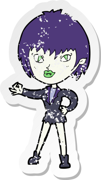 Bir insan tarafından çizilmiş vampir bir kızın gerilimli çıkartması.