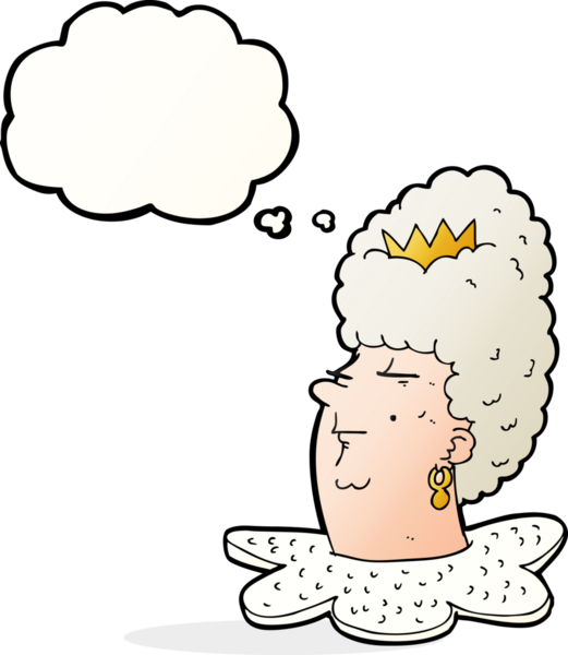 Bir insan tarafından çizilmiş düşünce baloncuklu kraliçe kafası.