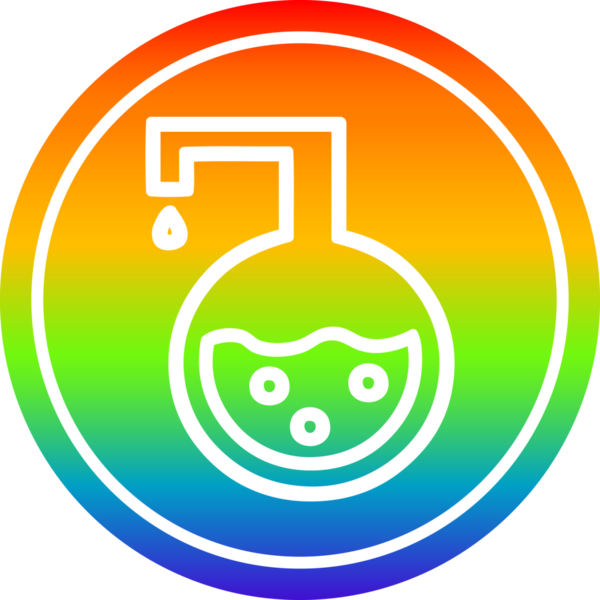 Bilim deneyi dairesel simgesi gökkuşağı gradyan bir insan tarafından çizilmiş