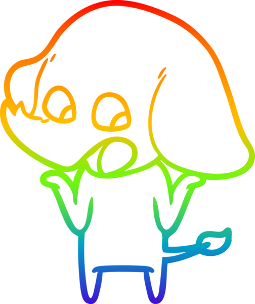 Gökkuşağı gradyan çizgisi bir insan tarafından çizilmiş şirin bir fil çizimi