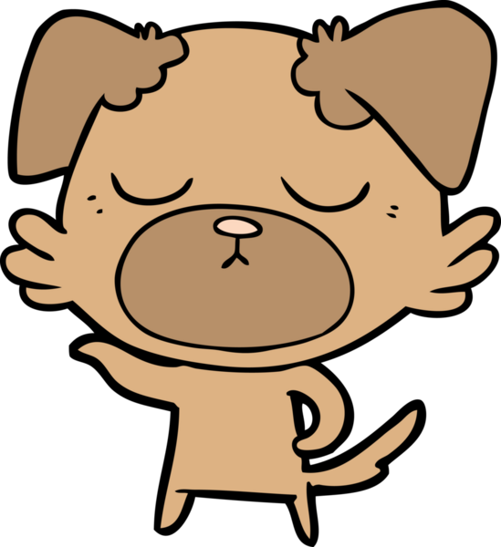 Bir insan tarafından çizilmiş şirin bir çizgi film köpeği.