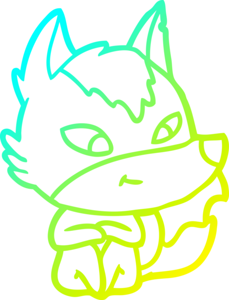 Bir insan tarafından çizilmiş dost canlısı bir kurt çizgi çizimi.