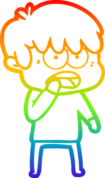 Bir insan tarafından çizilmiş endişeli bir çizgi film çocuğunun çizimi.