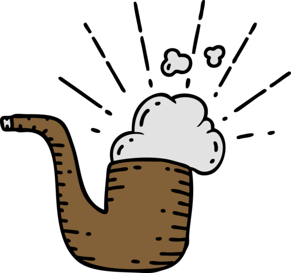 Bir insan tarafından çizilmiş geleneksel dövmeli sigara piposunun çizimi