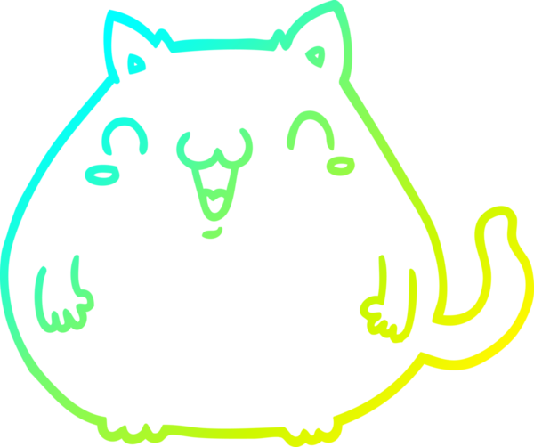 Bir insan tarafından çizilen çizgi film kedisinin soğuk gradyan çizgisi.