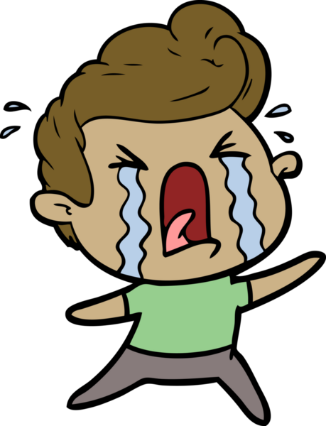 Bir insan tarafından çizilmiş ağlayan bir karikatür.