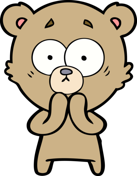 Bir insan tarafından çizilmiş endişeli ayı karikatürü.