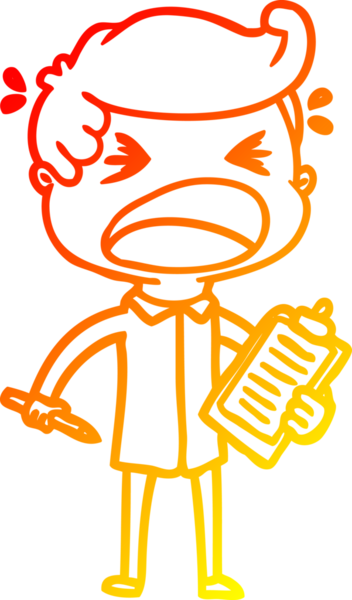 Bir insan tarafından çizilmiş bağıran bir çizgi film satıcısının sıcak çizgi çizimi