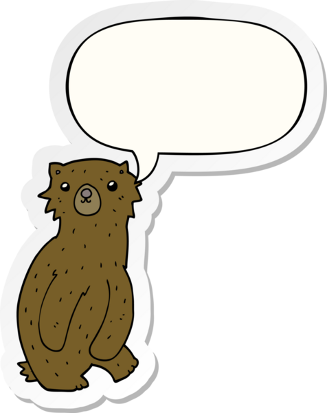 Bir insan tarafından çizilmiş baloncuk çıkartmalı çizgi film ayısı.