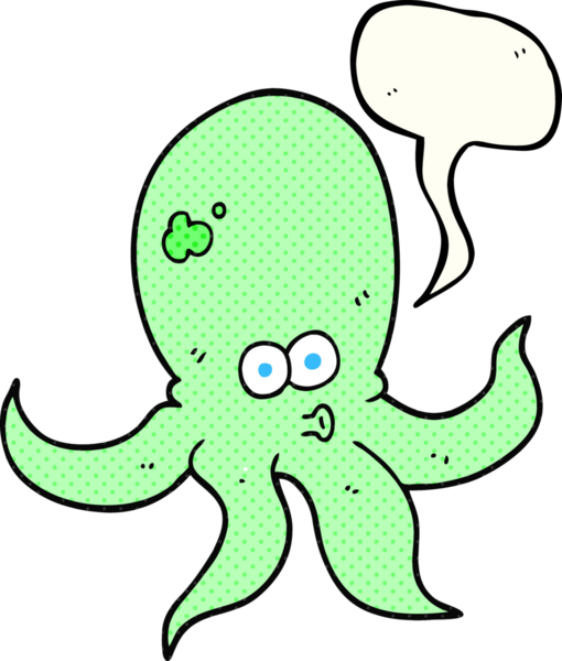 Bir insan tarafından çizilmiş karikatür karikatür ahtapotu.