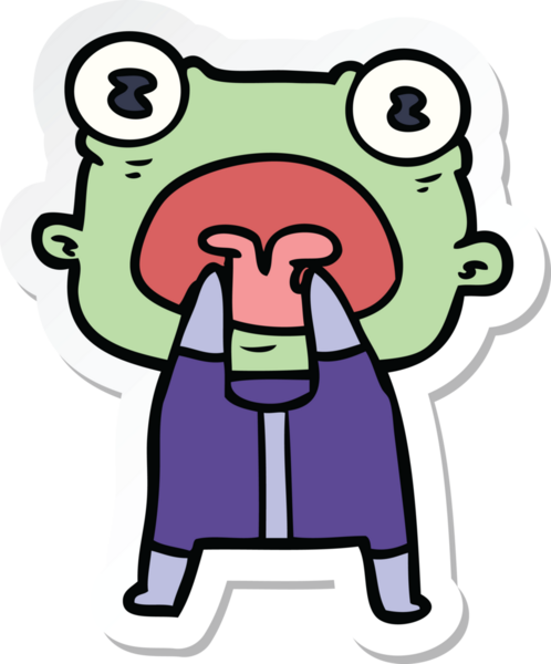 Bir insan tarafından çizilmiş garip uzaylı çizgi filminin çıkartması.