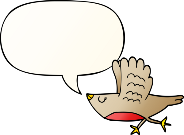 bir insan tarafından çizilmiş yumuşak eğimli konuşma baloncuklu çizgi film kuşu