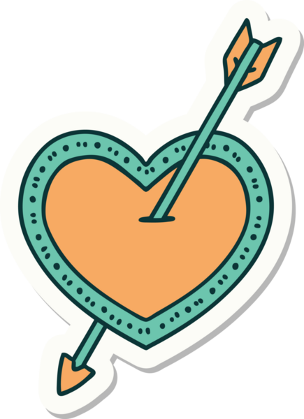 Bir insan tarafından çizilmiş ok ve kalp şeklinde dövme çıkartması.