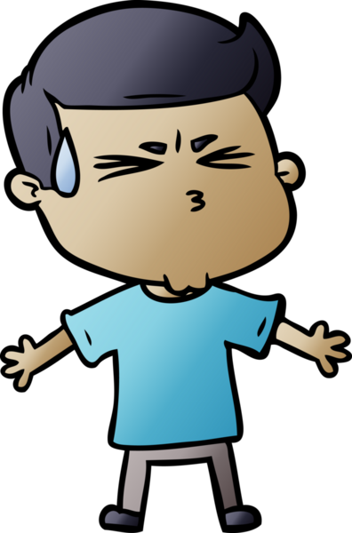 Bir insan tarafından çizilmiş terleyen çizgi film adamı.