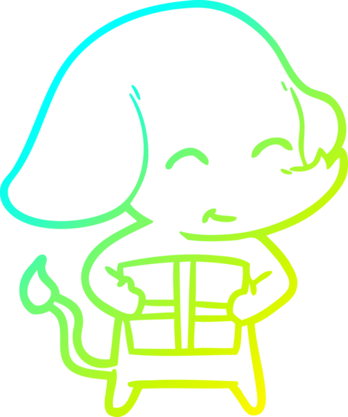 Bir insan tarafından çizilmiş şirin bir filin soğuk gradyan çizimi.