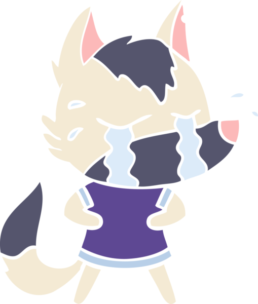 Bir insan tarafından çizilmiş düz renkli ağlayan kurt resmi.