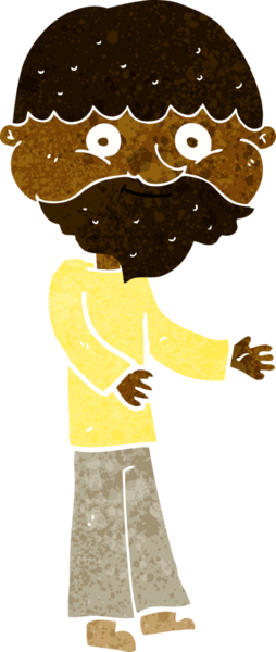 Bir insan tarafından çizilmiş mutlu sakallı bir adam.