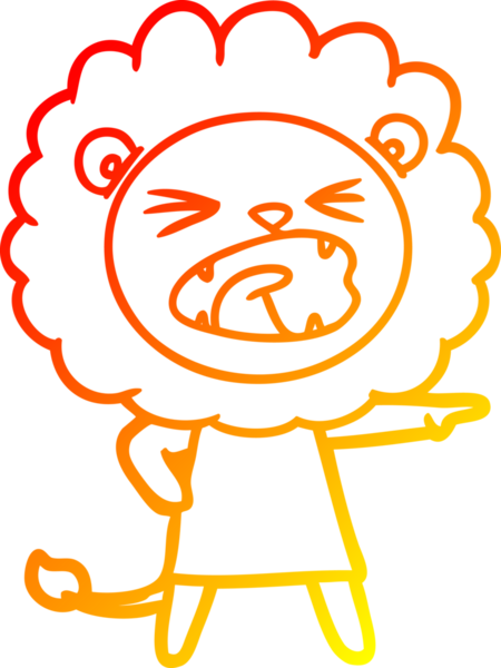 Bir insan tarafından çizilmiş kızgın aslanın sıcak çizgi çizimi.