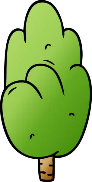 El çizimi çizgi film karalaması bir insan tarafından çizilmiş tek yeşil ağaç.