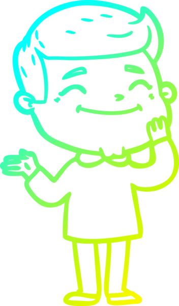 Bir insan tarafından çizilmiş mutlu bir çizgi film karakteri çizimi.