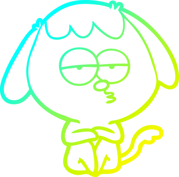 Bir insan tarafından çizilmiş ve sıkılmış bir köpeğin soğuk çizgi çizimi.